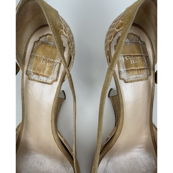 Vintage Dior Raf Simons 38.5 Beige Leather Suede Platform Heels - Picture 14 of 16